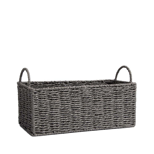 (Grey) AAMEN Bathroom Rope Storage Basket with Handles