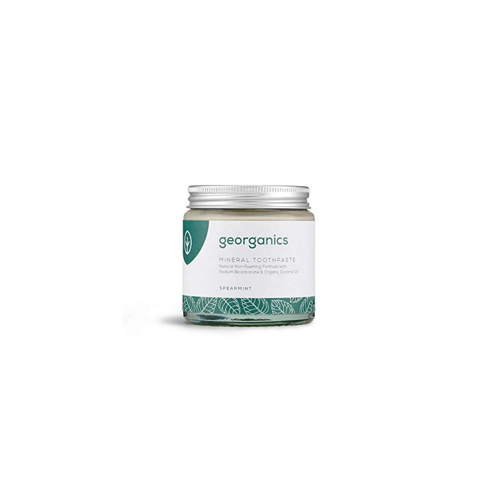 Georganics Mineral Toothpaste - Non-Foaming Formula With Virgin Coconut Oil - Vegan, Sls, Cruelty And Fluoride Free - Spearmint - 120Ml