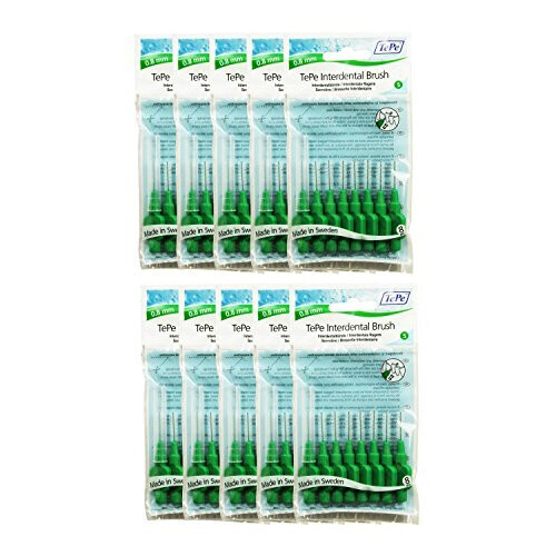 Tepe TePe InterDental Brushes Green - 10 Packets (80 Brushes)