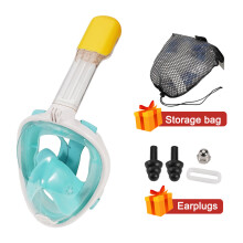 (S/M, Green Set) Underwater Scuba Snorkeling Anti Fog Mask Set Diving Full Face Respiratory