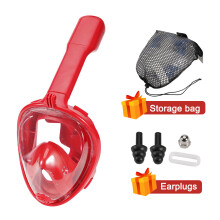 (S/M, Red Set) Underwater Scuba Snorkeling Anti Fog Mask Set Diving Full Face Respiratory