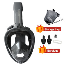 (L/XL, Gray Set) Underwater Scuba Snorkeling Anti Fog Mask Set Diving Full Face Respiratory