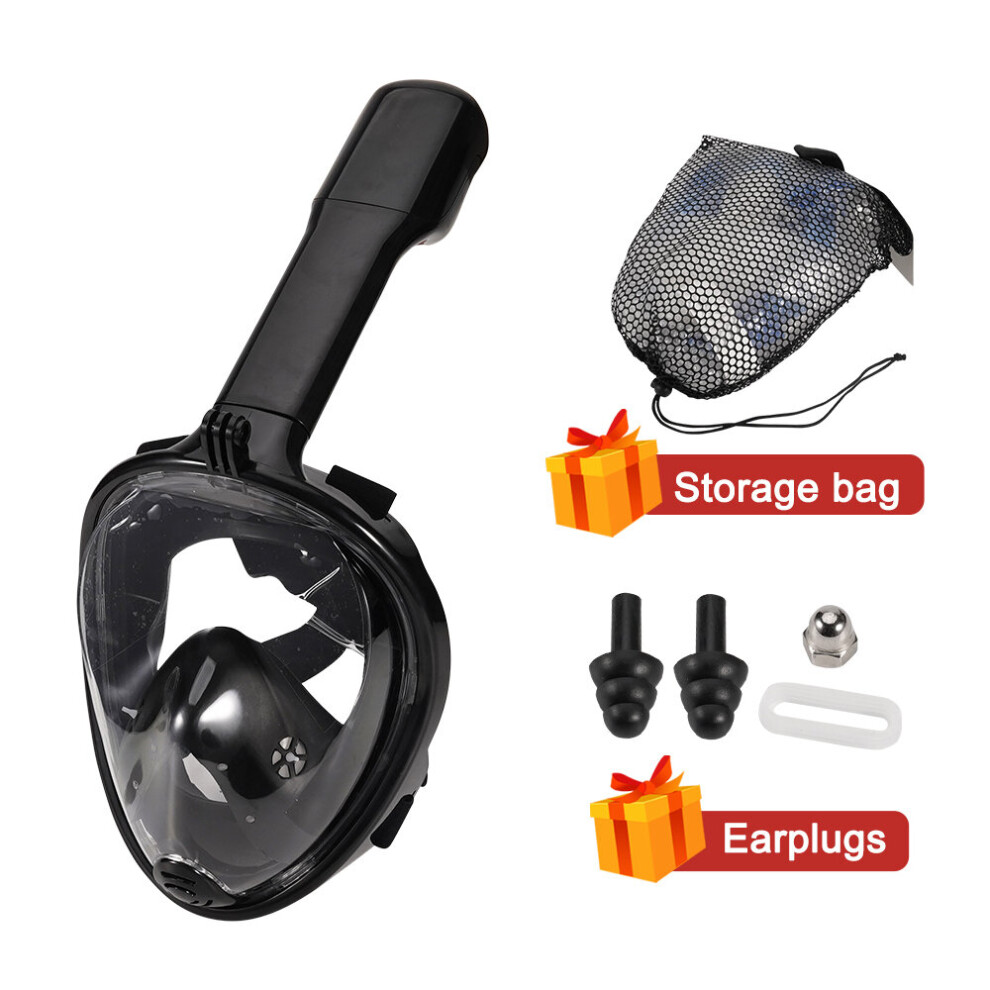 (L/XL, Black Set) Underwater Scuba Snorkeling Anti Fog Mask Set Diving Full Face Respiratory