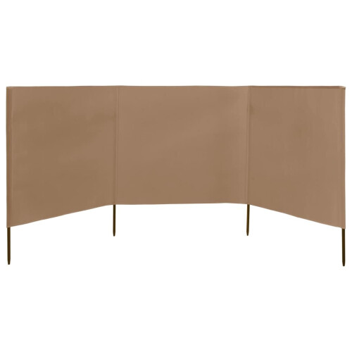 vidaXL 3-panel Wind Screen Fabric 160cm Taupe Camping Windbreak Sun Screen 2