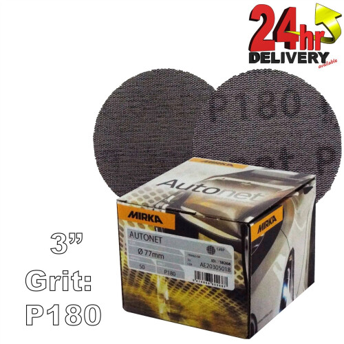 Mirka Autonet 77mm 3" Box 50 Sanding Discs - P180 Grit Abranet