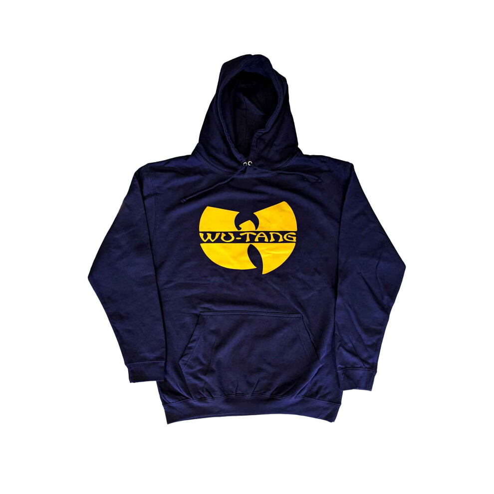 (L, Blue) Wu-Tang Clan Hoodie Band Logo new Official Unisex Navy Blue Pullover