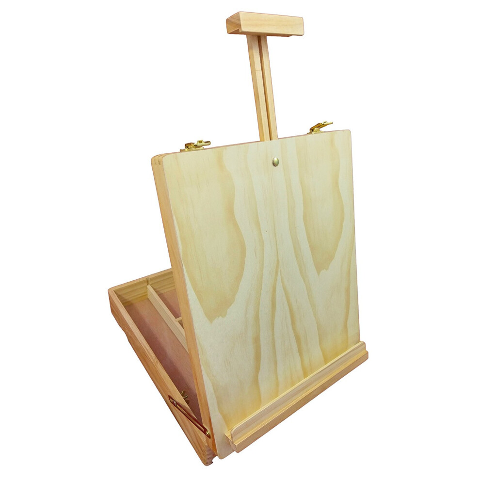 Large Table Top Artist Wooden Easel & Paint & Brush Storage Box Portable BV46