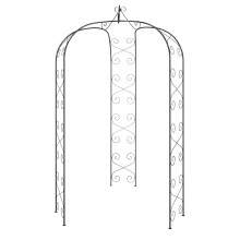 vidaXL Garden Arch Black Ø180x255 cm Steel Rose Arbour Climbing Plant Trellis