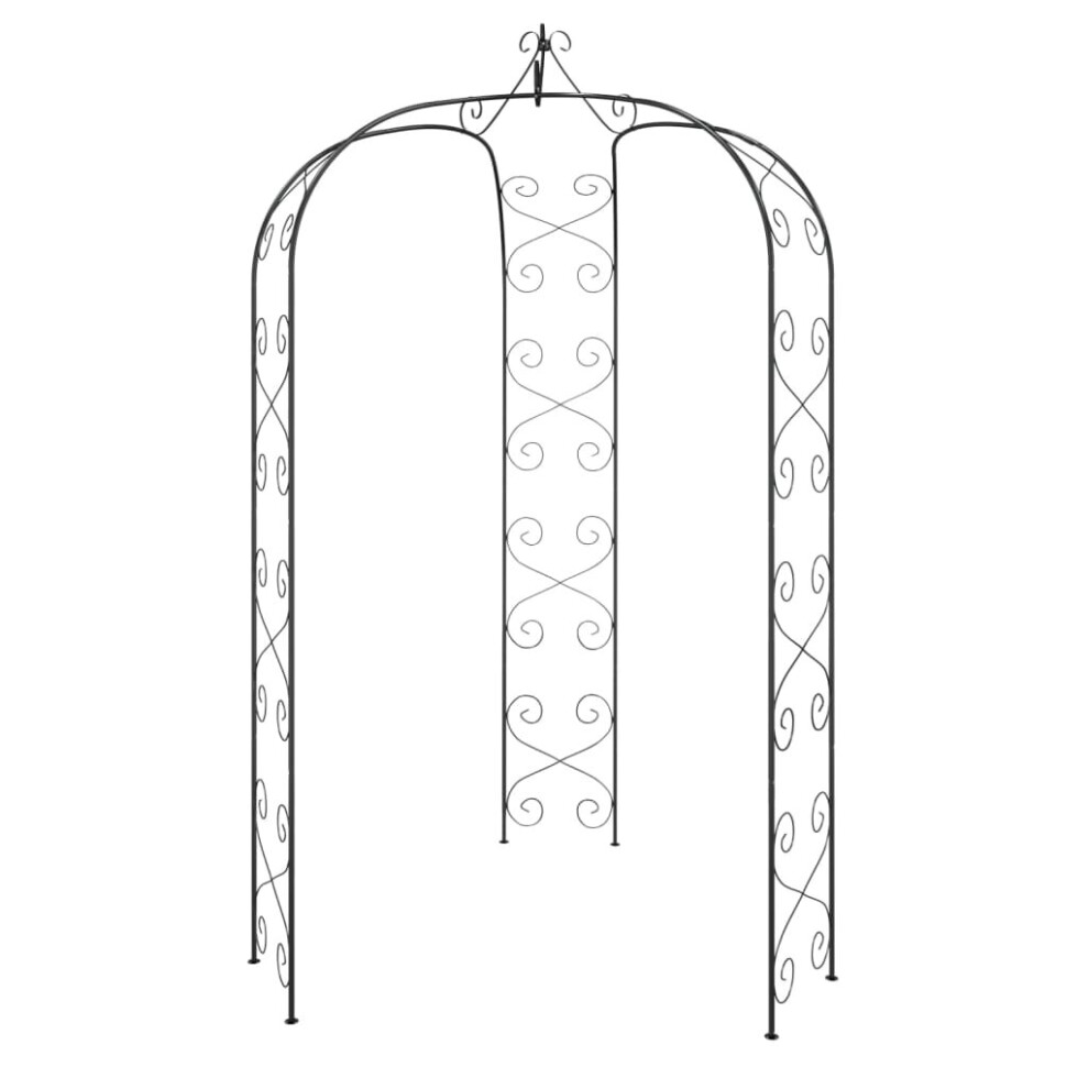 vidaXL Garden Arch Black Ø180x255 cm Steel Rose Arbour Climbing Plant Trellis