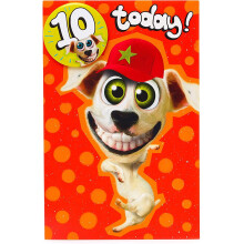 UK Greetings 10th Birthday Card - Birthday Card 10 Year Old Boy - Wacky Dog Design - Badge Included Multi, 618324-0-1
