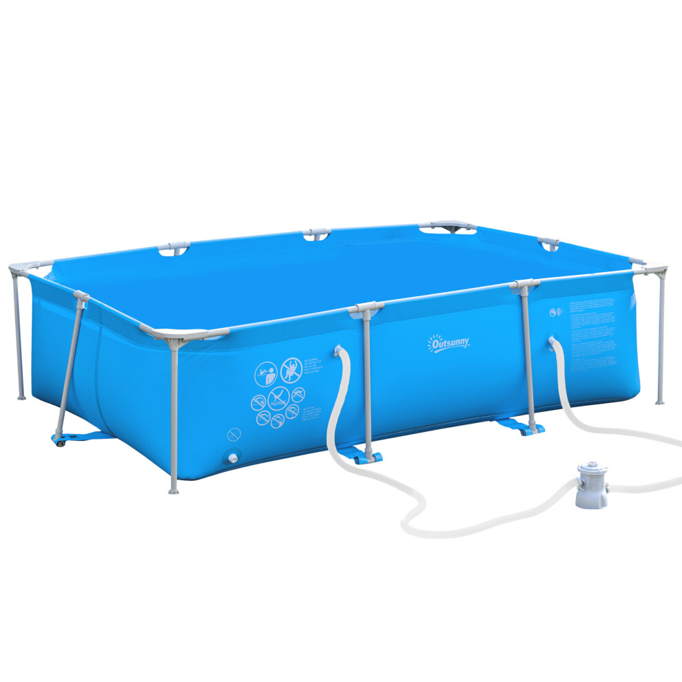 Outsunny Steel Frame Swimming Pool w/ Filter Pump and Reinforced Sidewalls, Blue