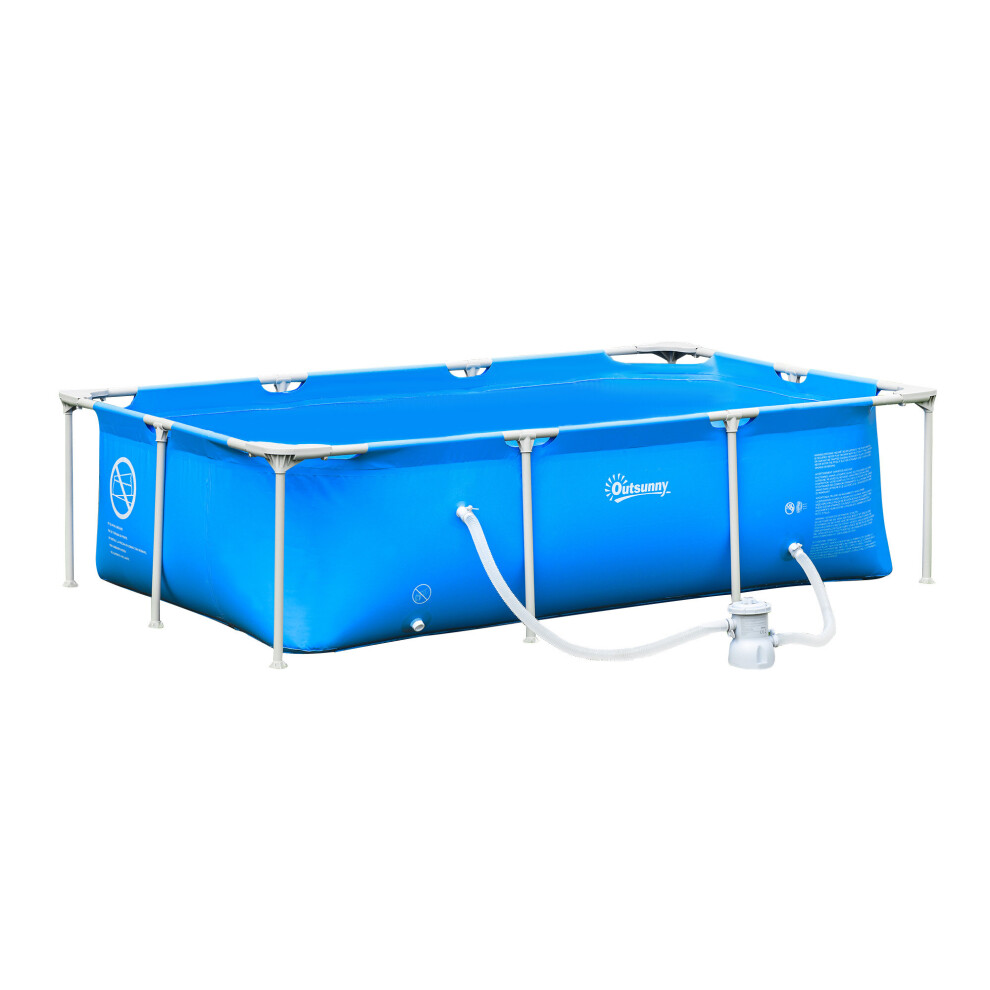 Outsunny Steel Frame Swimming Pool w/ Filter Pump and Reinforced Sidewalls, Blue