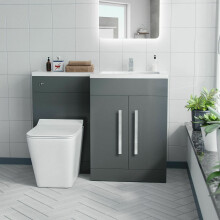 Aric RH 1100mm Vanity Basin Unit, WC Unit & Elora Back To Wall Toilet Grey
