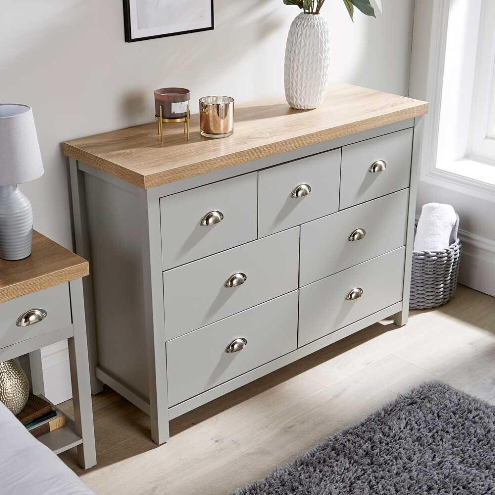 Home Source Avon 7 Drawer Chest Bedroom Storage Unit 36mm Top