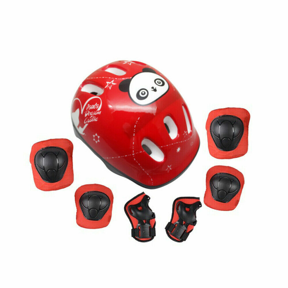 (  Red) Boys & Girls Kids 7Pcs/Set Skate Cycling Bike Safety Helmet Knee-image-OPC-PBDV2YJ-NEW
