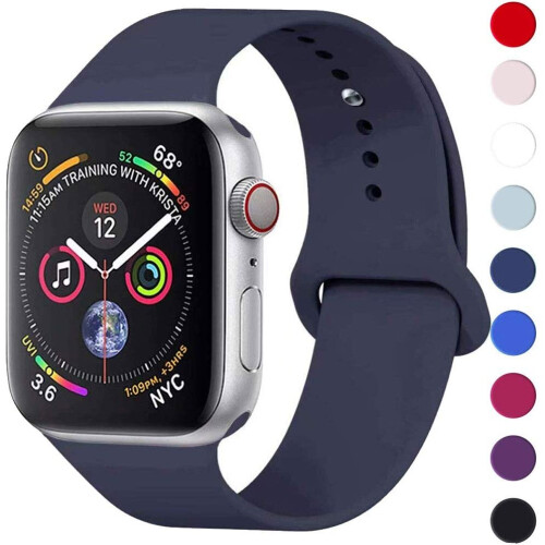 (blue, 44/42mm M/L) TECHGEAR Watch Band Compatible with Apple Watch 44mm / 42mm Soft Silicone Classic Sport Replacement Watch Band for Series 8 7 6 5 4 3 2 1.