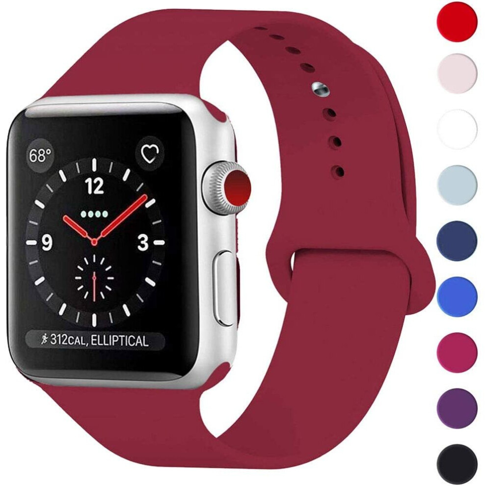 (pink, 44/42mm M/L) TECHGEAR Watch Band Compatible with Apple Watch 44mm / 42mm Soft Silicone Classic Sport Replacement Watch Band for Series 8 7 6 5-image-OPC-PBDVD6Y-NEW