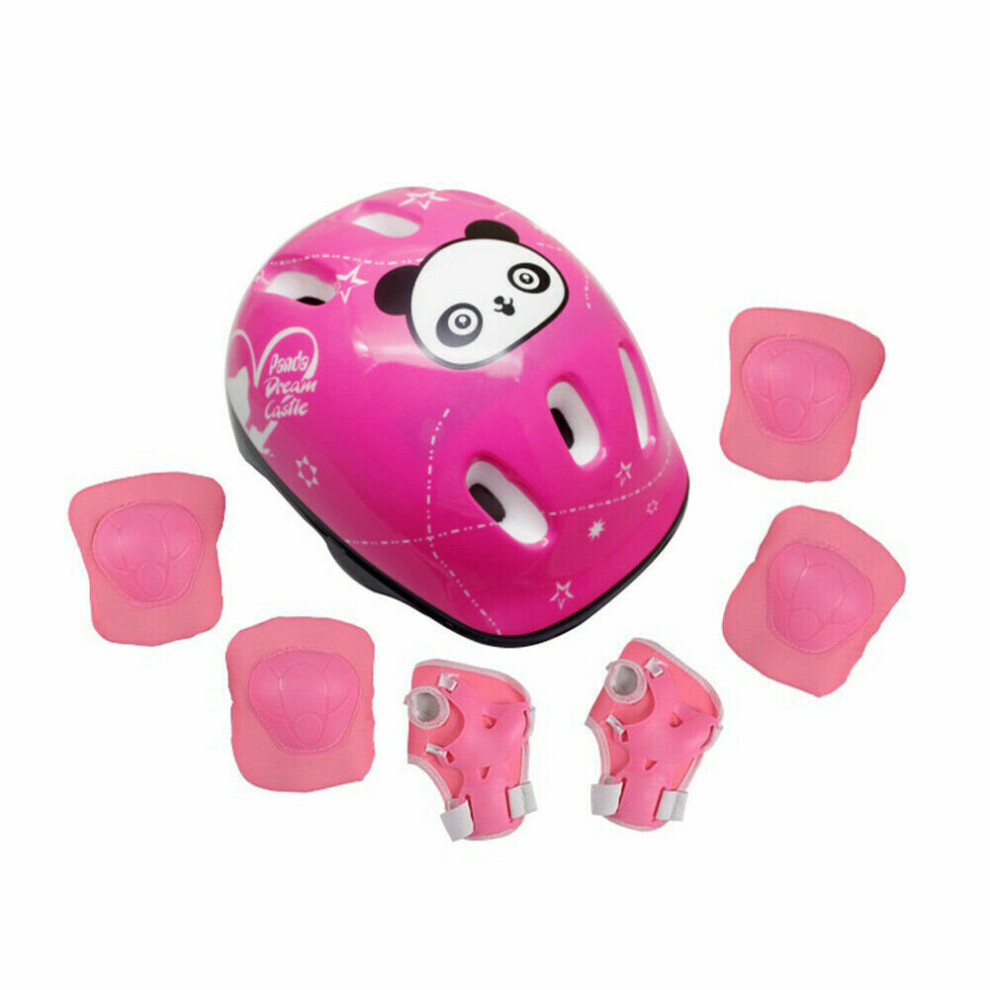 (  Rose Red) Boys & Girls Kids 7Pcs/Set Skate Cycling Bike Safety Helmet Knee-image-OPC-PBDV2YH-NEW