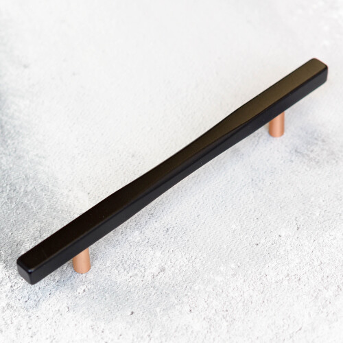 Matt Black & Copper Kitchen Cabinet T Bar Handle 160mm 1
