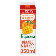 Tropicana Orange & Mango 850ml (Pack of 6)