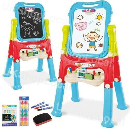 2 IN 1 Kids Double Sided Art Easel Magnetic Drawing Board Adjustable 1