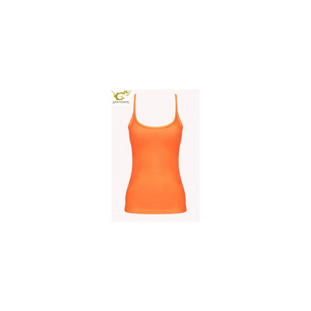 (11-12 Years) Crazy Chick Girls Microfiber Neon Orange Vest Top