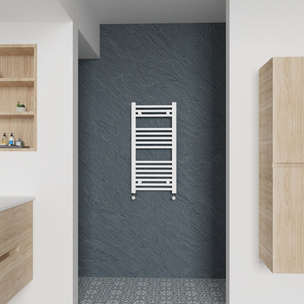 (Straight, 800x400mm) Warmehaus Heated Towel Rail White Bathroom Ladder Style Radiator Central Heating