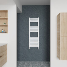 (Straight, 1200x400mm) Warmehaus Heated Towel Rail White Bathroom Ladder Style Radiator Central Heating