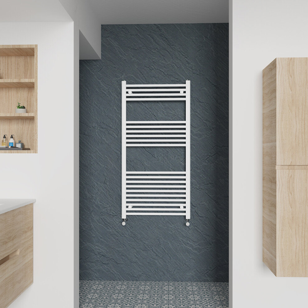 Warmehaus (Straight, 1200X600mm) Heated Towel Rail White Bathroom Ladder Style Radiator Central Heating