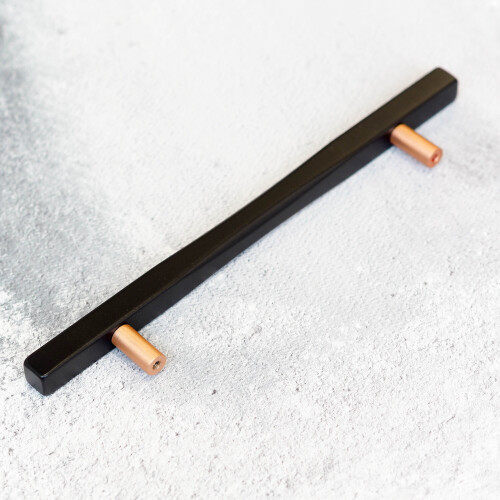 Matt Black & Copper Kitchen Cabinet T Bar Handle 160mm 2