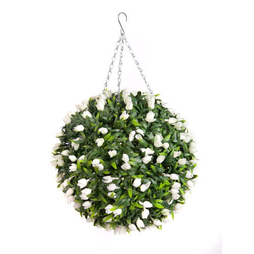 (White, 38cm) Best Artificial Tulip Topiary Ball
