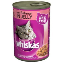 Whiskas Adult Wet Cat Food Tin Salmon in Jelly 390g (Pack of 12)