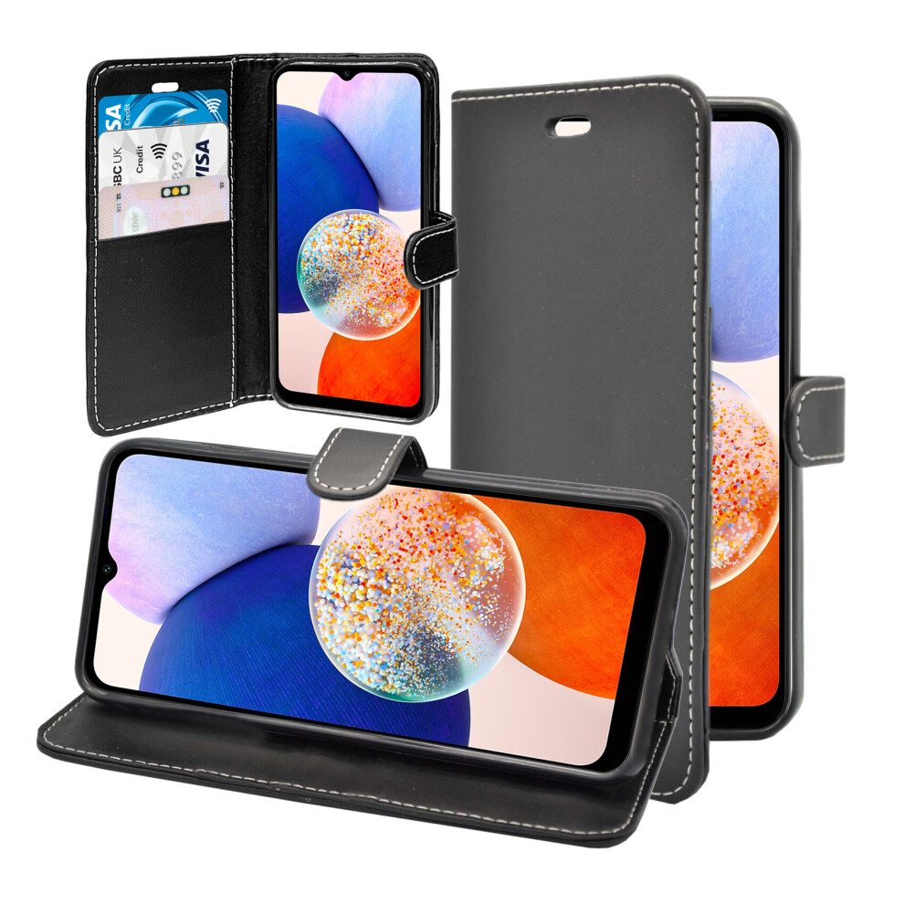 Case Cover Sold By Gadget Mob (Black) Case For Samsung Galaxy A14 4G 5G Wallet Flip Pu Leather Pouch Cover
