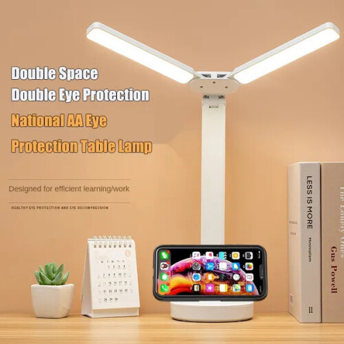 Double Lamp Cap Led Foldable Reading Lamp Desk Study Light 2