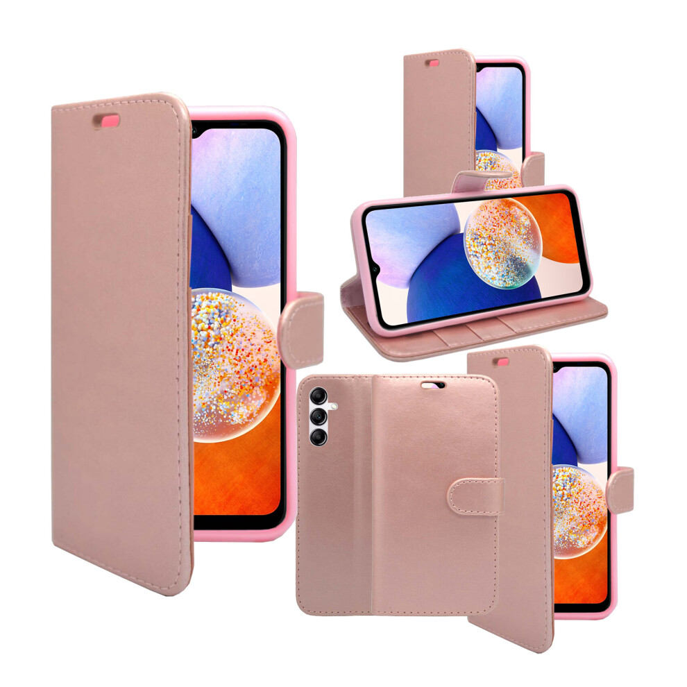 Case Cover Sold By Gadget Mob (Rose Gold) Case For Samsung Galaxy A14 4G 5G Wallet Flip Pu Leather Pouch Cover