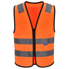 (Orange, XXS 6-11Y) Zip Reflective vest High Visibility Vest Waistcoat