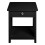 Living And Home Wooden Bedside End Table Nightstand Cabinet with Drawer Black 5