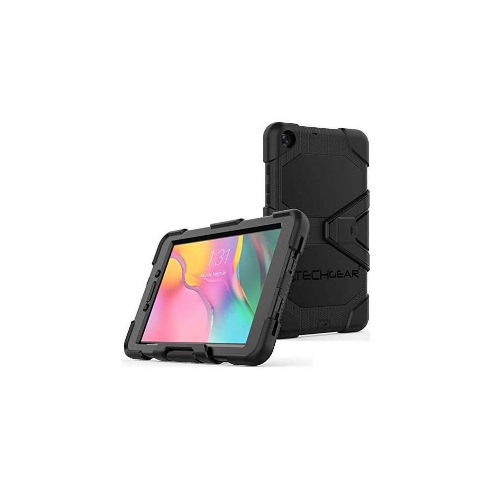 (BLACK) TECHGEAR G-SHOCK Case Fits Samsung Galaxy Tab A 8.0" 2019 (SM-T290 / SM-T295) HEAVY DUTY Armour Survival Case with Stand - Kids Schools Workma