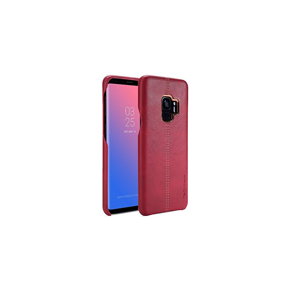 TECHGEAR Premium PU Leather Case Compatible with Samsung Galaxy S9 - Slim-fit, Protective Shell, Back Cover - Red