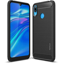 Carbon Fibre Case fits Huawei Y7 2019 - [Stealth Case] Flexible, Shockproof, Ultra Slim, Soft TPU Protective Shell Cover with Carbon Fibre Detailing