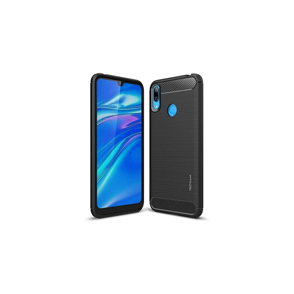 Carbon Fibre Case fits Huawei Y7 2019 - [Stealth Case] Flexible, Shockproof, Ultra Slim, Soft TPU Protective Shell Cover with Carbon Fibre Detailing