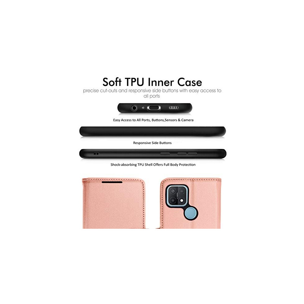 rose-gold--techgear-leather-wallet-case-for-oppo-a15---a15s---flip-protective-case-cover-with-wallet-card-holder--stand---wrist-strap
