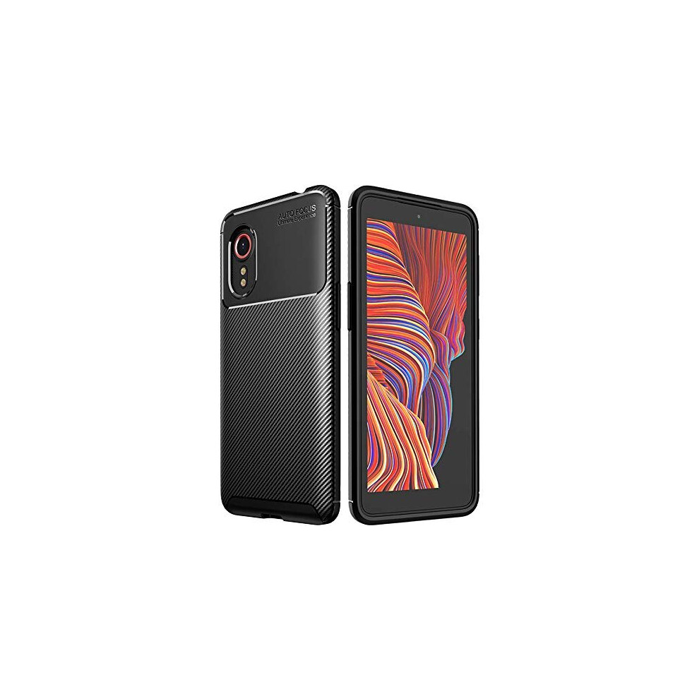 Techgear Carbon Fibre Case For Galaxy Xcover 5 Flexible, Shockproof, Slim, Soft Tpu Protective Shell Cover With Carbon Fibre Detailing
