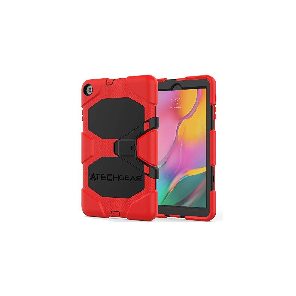 (Red) TECHGEAR G-SHOCK Case Fits Samsung Galaxy Tab A 10.1" 2019 (SM-T510 / SM-T515) Tough Rugged HEAVY DUTY Armour Shockproof Survival Case with Stan