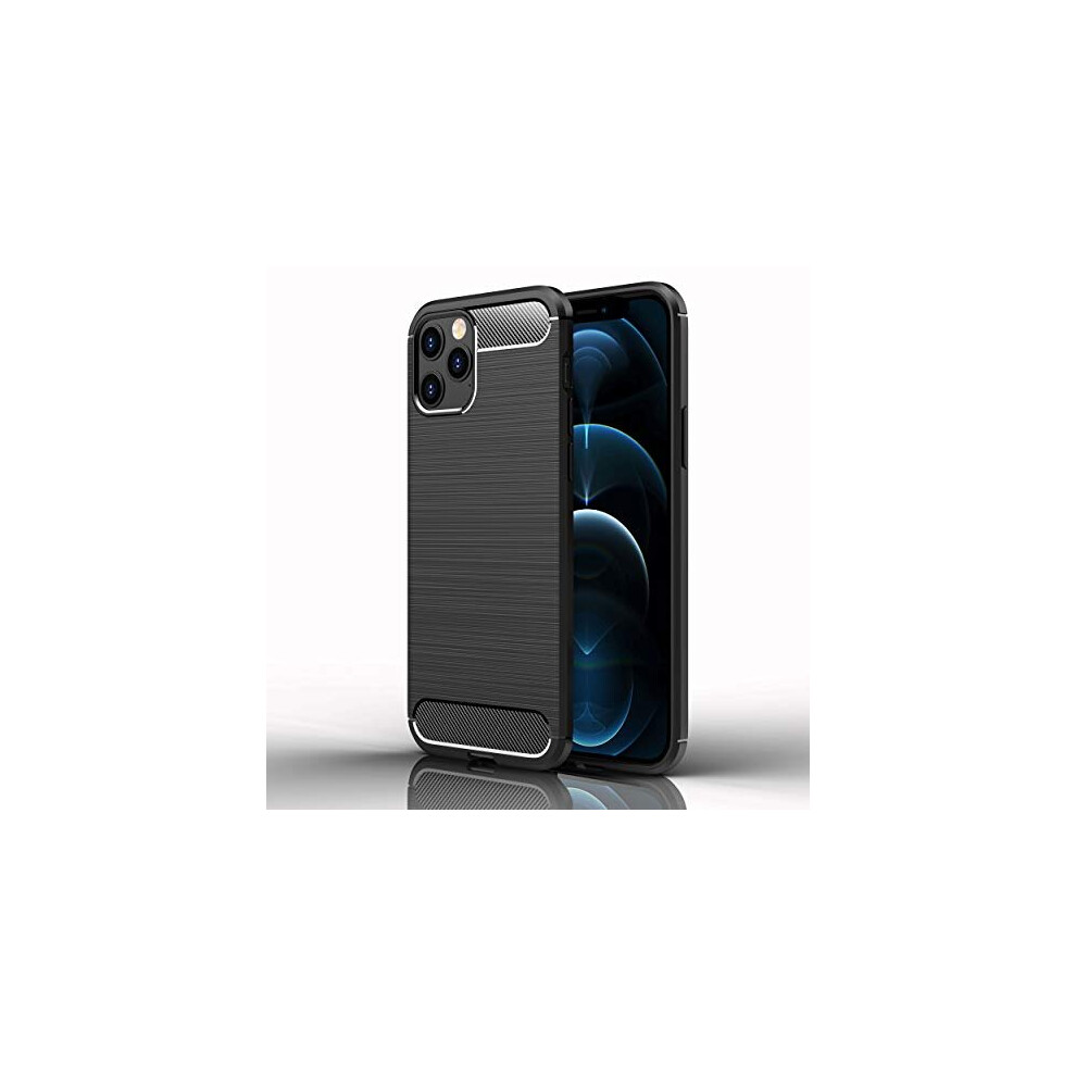 iPhone 12 Pro Max Carbon Fibre Case [Stealth Case] Flexible, Shockproof, Ultra Slim, Soft TPU Protective Shell Cover with Carbon Fibre Detailing