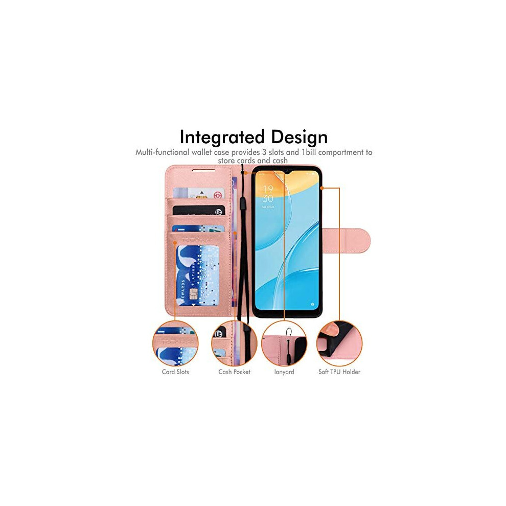 rose-gold--techgear-leather-wallet-case-for-oppo-a15---a15s---flip-protective-case-cover-with-wallet-card-holder--stand---wrist-strap