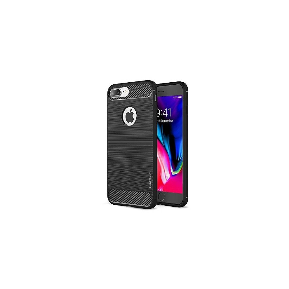 iPhone 8 Plus Case - [Stealth Case] Flexible, Shockproof, Slim Fit, Soft TPU Protective Shell Cover with Carbon Fibre Design