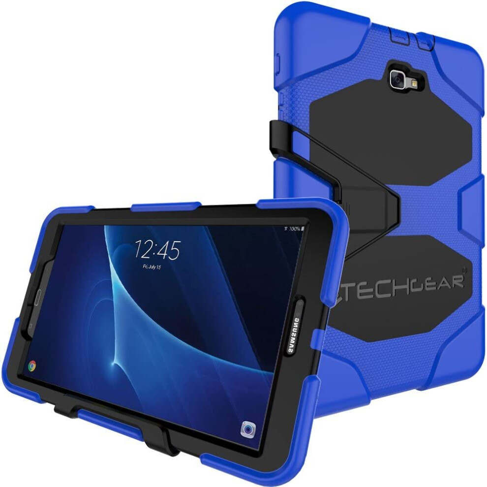 (Blue) TECHGEAR G-SHOCK Case fits Samsung Galaxy Tab A 10.1" (SM-T580 Series) Heavy Duty Shock Proof Long Survival Protective Case with Stand