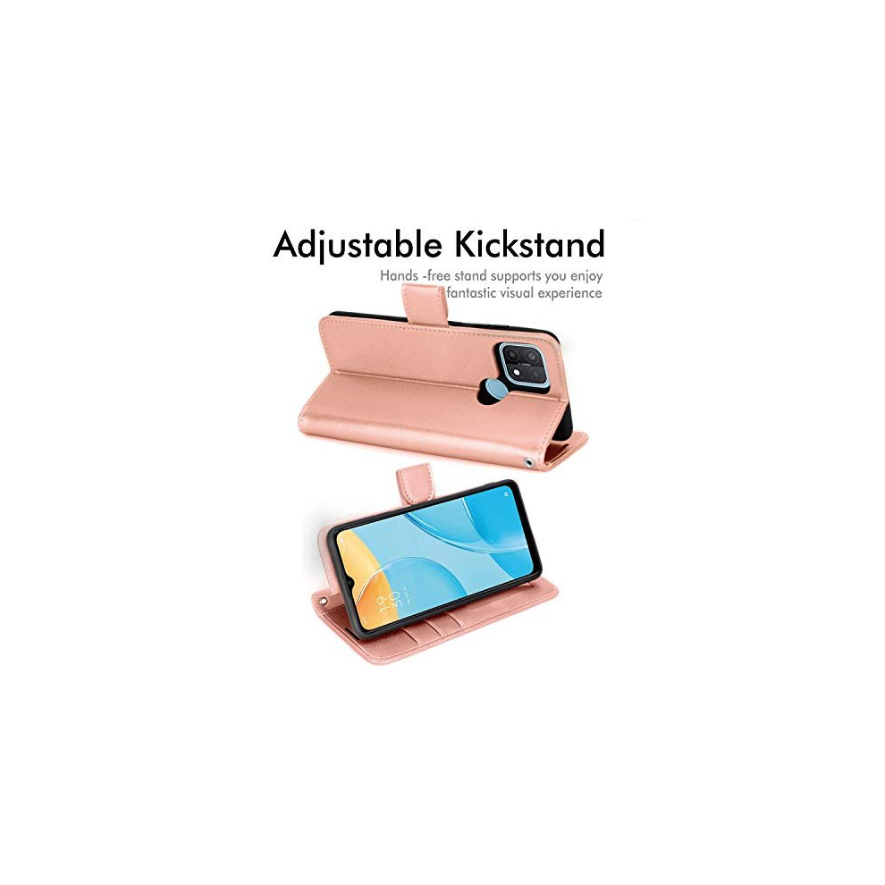 rose-gold--techgear-leather-wallet-case-for-oppo-a15---a15s---flip-protective-case-cover-with-wallet-card-holder--stand---wrist-strap