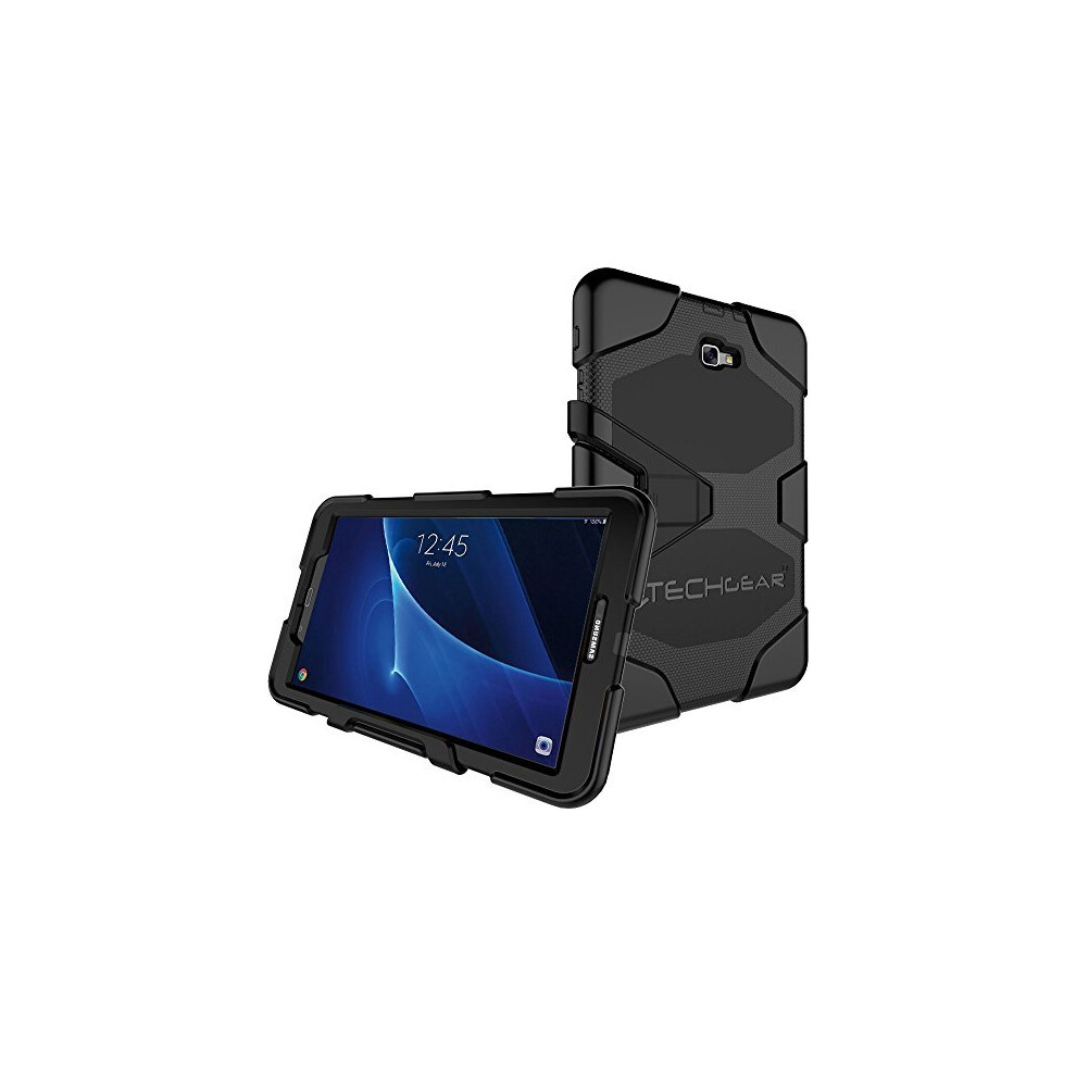 (Black) TECHGEAR G-SHOCK Case fits Samsung Galaxy Tab A 10.1" (SM-T580 Series) Heavy Duty Shock Proof Long Survival Protective Case with Stand